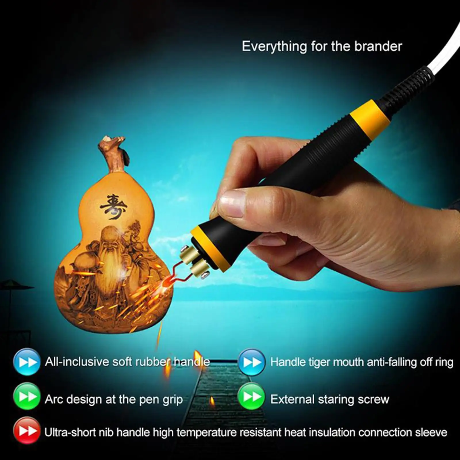 Professional Electric Pyrography Pen for Wood Engraving and Soldering Tool Heat Resistant Handle Fast Heating Design for Art