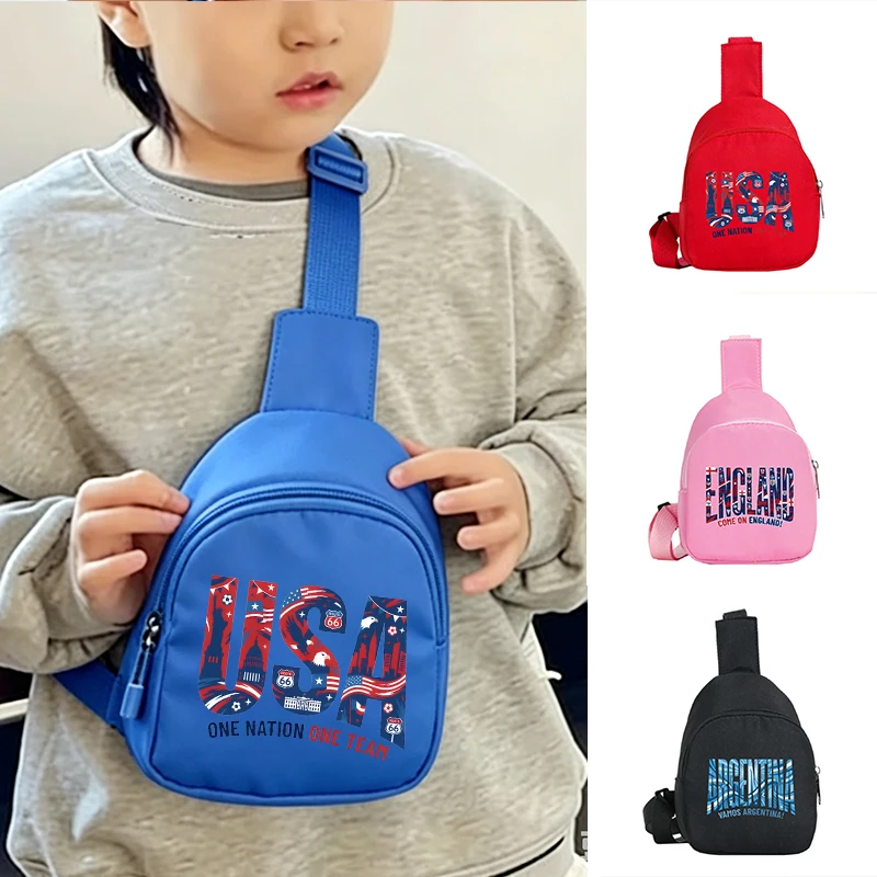 New Children Chest Bag England Argentina USA Letter Fashionable Shoulder Diagonal Straddle Bag Girl Boy Soccer Lover Chest Bags