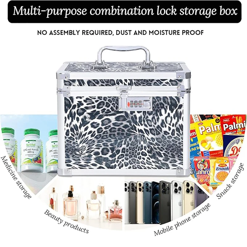 Leopard Cosmetic Case Jewelry Box Makeup Bag Aluminum Alloy Organizer Professional Makeup Kit Case Pedicure Tool Box with Handle