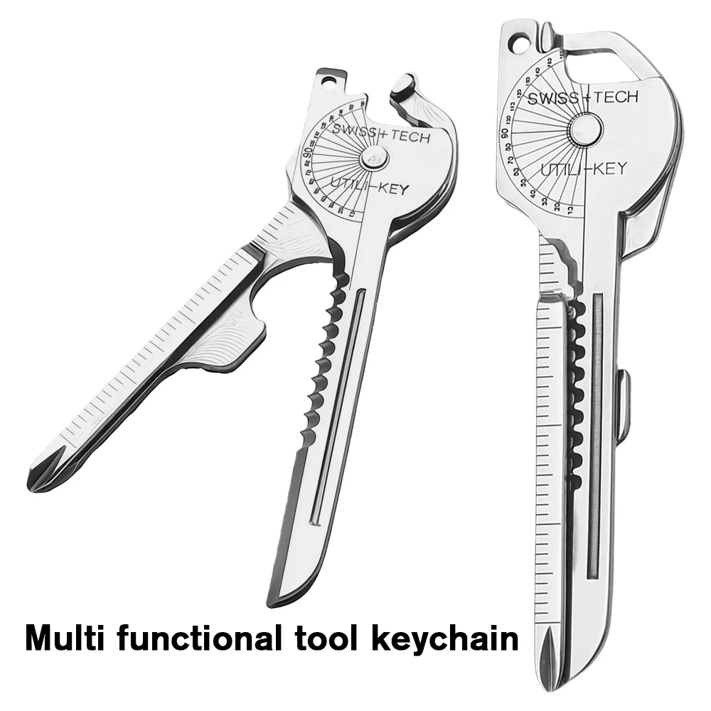 2pcs 8-in-1 Multi-Tool Keychain Portable Folding Tool with Screwdriver Bottle Opener for Outdoor Camping Survival EDC