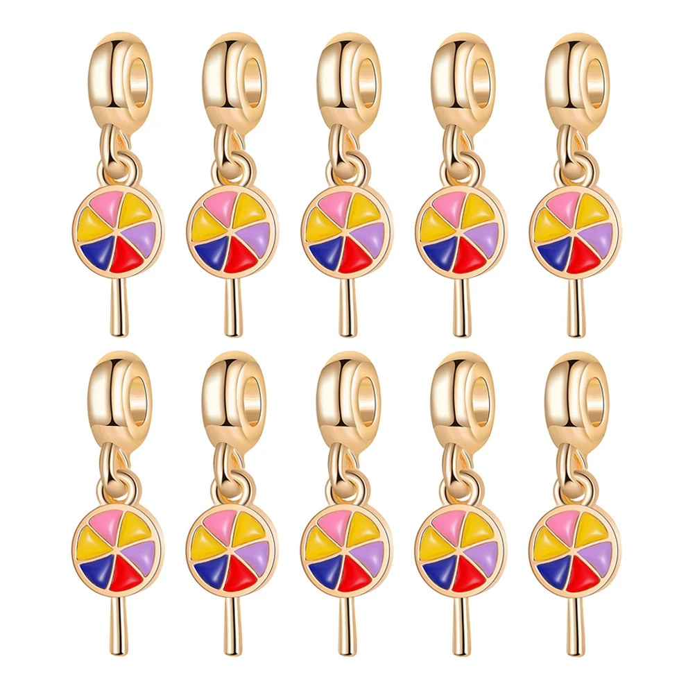 

10pcs Colorful Lollipop Pendants Alloy Charms Jewelry Making Accessories Necklace Bracelet Earrings Decor Craft Supplies