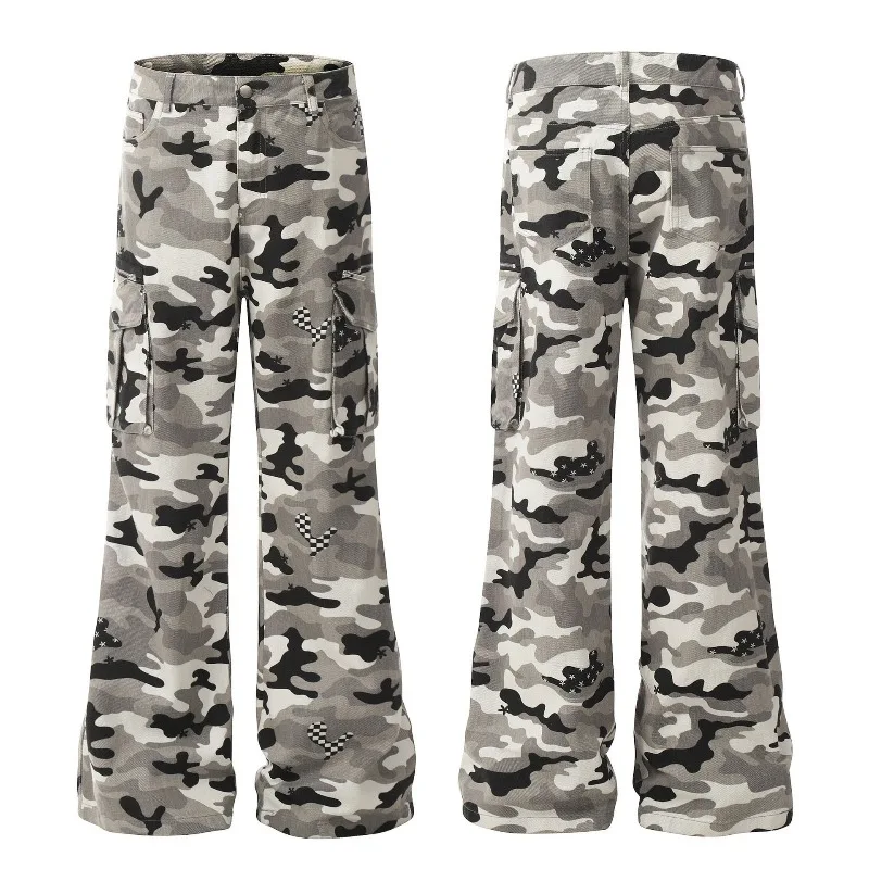 OR FL American Retro Cargo Camouflage cotton Pants Women's Trendy Brand Baggy Wei La Slacks Camouflage Cargo Trousers Women Y2k