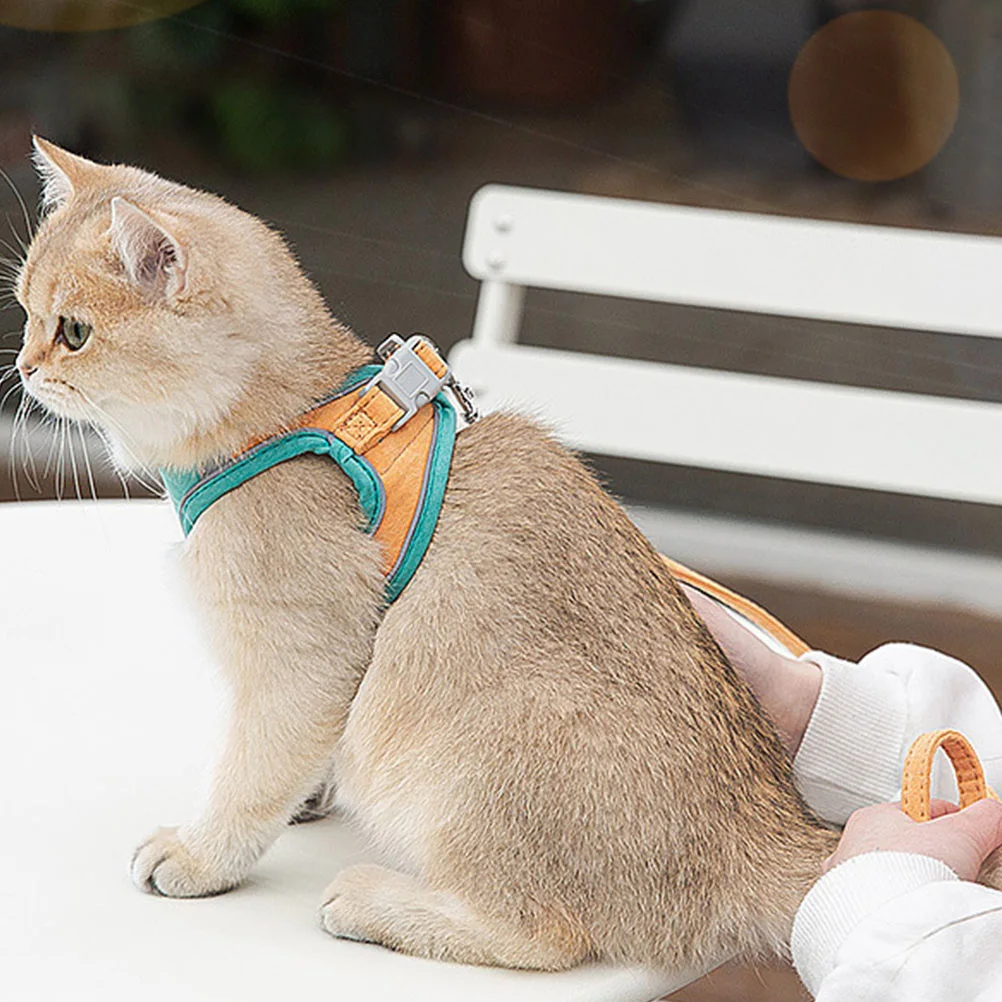 

Cat Leash for Garden Strap Small Harness Walking Kitten Rope Suede Adjustable and Animal Traction