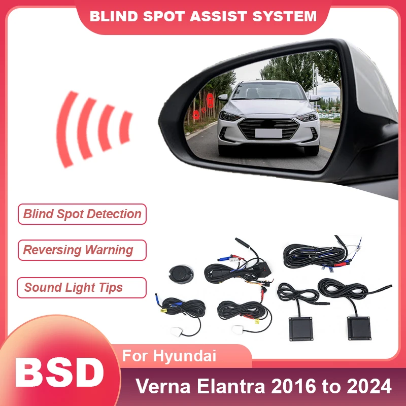 Car 24GHZ Radar Change Lane Aided Alarm Sensor Blind Spot Monitoring System BSD BSA BSM For Hyundai Verna Elantra 2016 to 2024