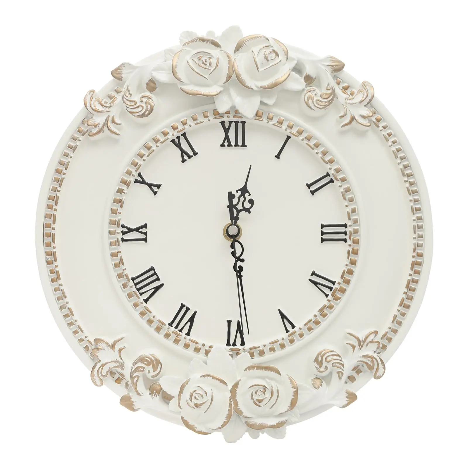 

European Style Resin Wall Clock, Retro Silent Clock with Angel and Rose Relief, Decorative Mural Clock for Living Room, Bedroom,