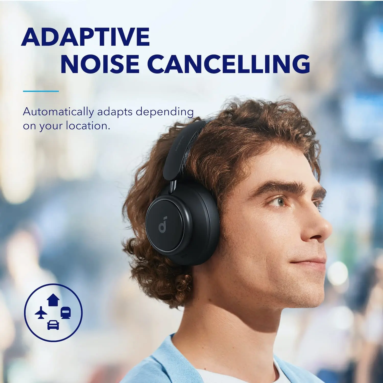 TLF Soundcore by Anker Space Q45 Adaptive Noise Cancelling Headphones High Fashion Portable Music Blue Tooth Wireless Travel Hea