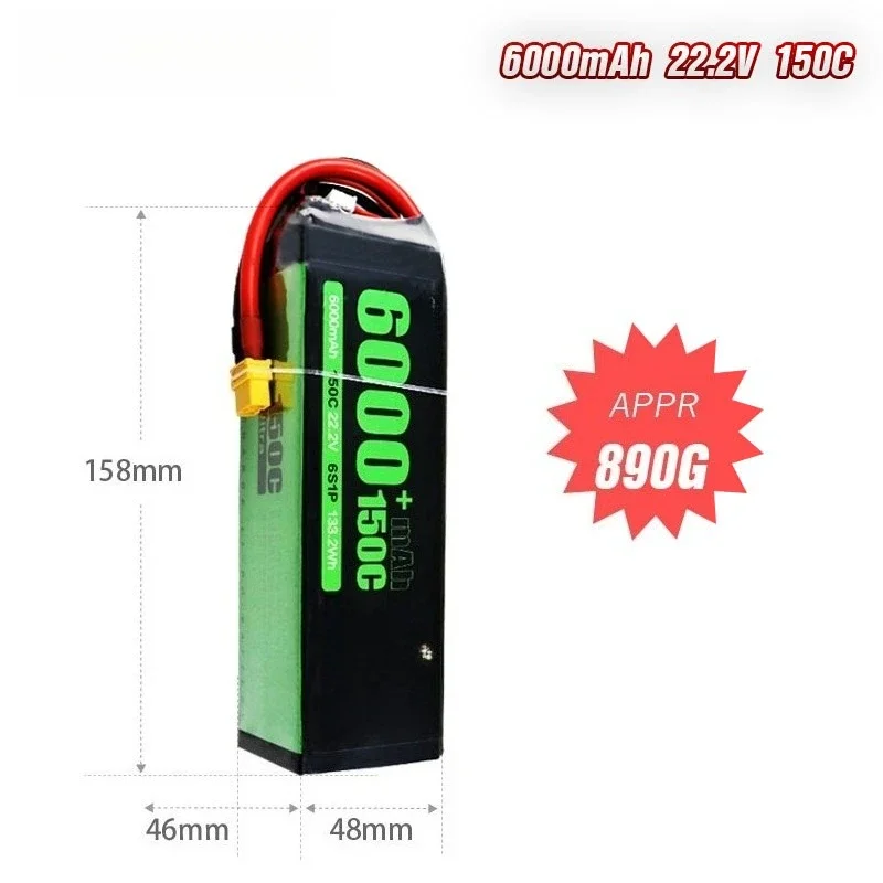 Super Power 150C 6S 22.2V 6000mAh Large Capacity Lipo Battery Special For RC Model Aircraft Drone Quadcopter Car