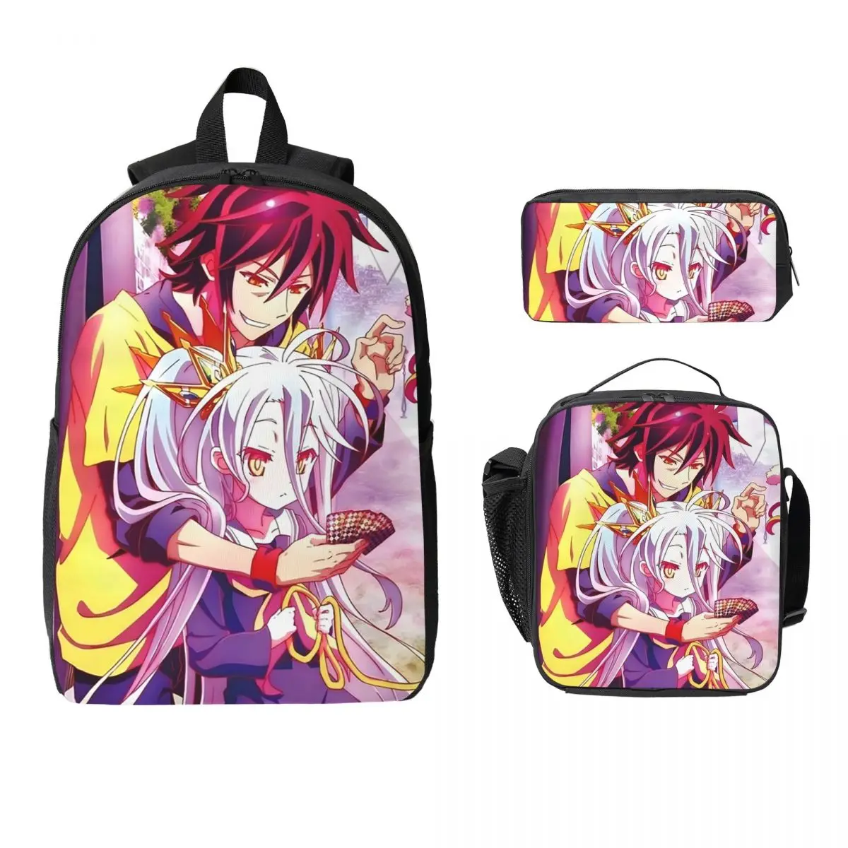 

No Game No Life Zero Cover Image Рюкзак для мальчиков и девочек BookBag Школьная сумка для ноутбука Сумки на плечо 3ps Изолированная сумка для обеда Пенал