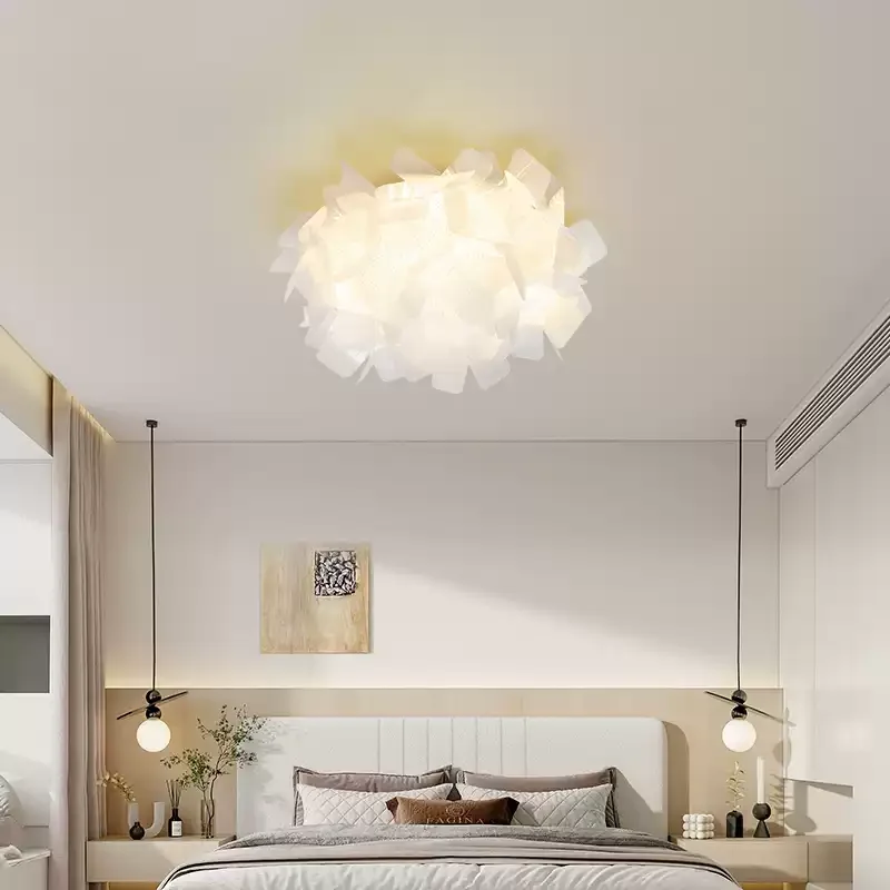 SANDYHA Nordic Pendant Lights White Petal Ceiling Chandeliers Home Decor for Living Room Dining Table Bedroom LED Hanging Lamps