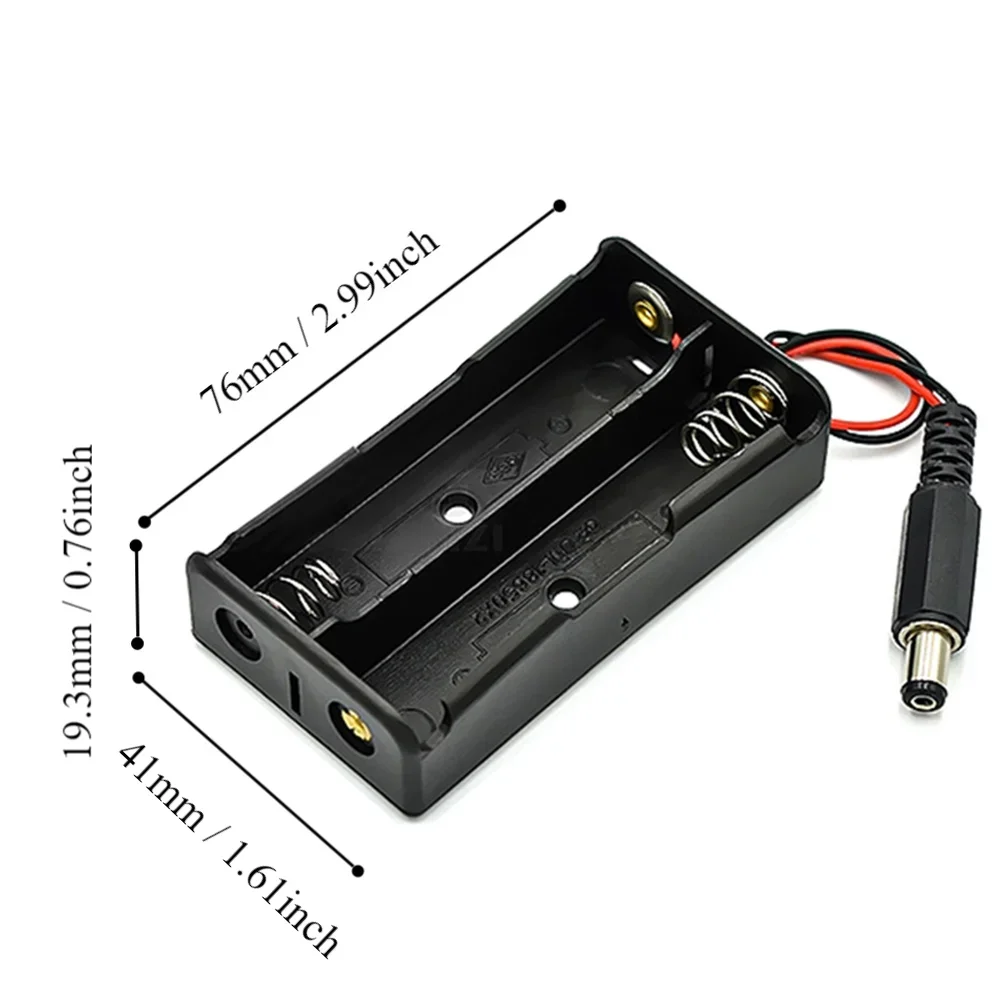 1pc Battery box 2X black 7.4V with DC head 18650 Battery Holder Storage Box Case 2 Slot Batteries Container With Wire Lead