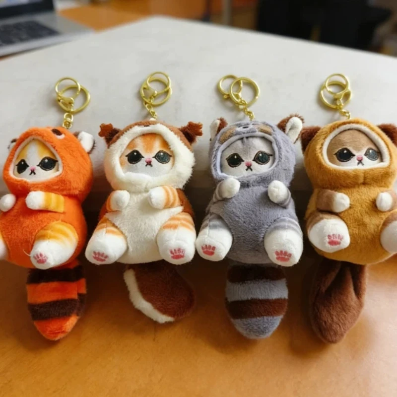 Kawaii Mofusand Keychain Pendant Cartoon Shark Cat Cross-Dressing Doll Backpack Decoration Trendy Plushs Toys Holiday  Gift