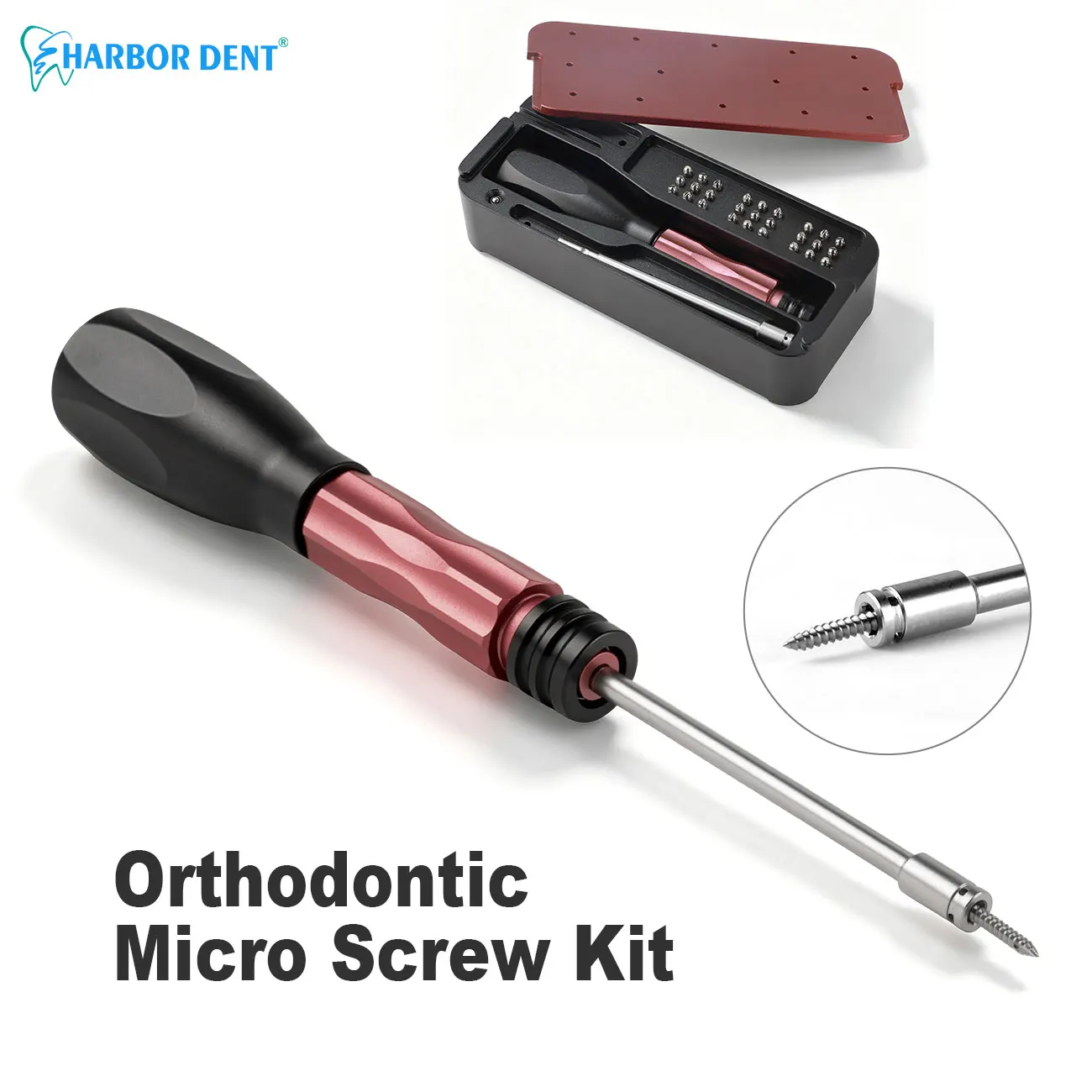 Dental Orthodontic Mini Implants Micro Screw kit Self Drilling Screwdriver with 27pcs screws and Handle Case Dentistry Tools
