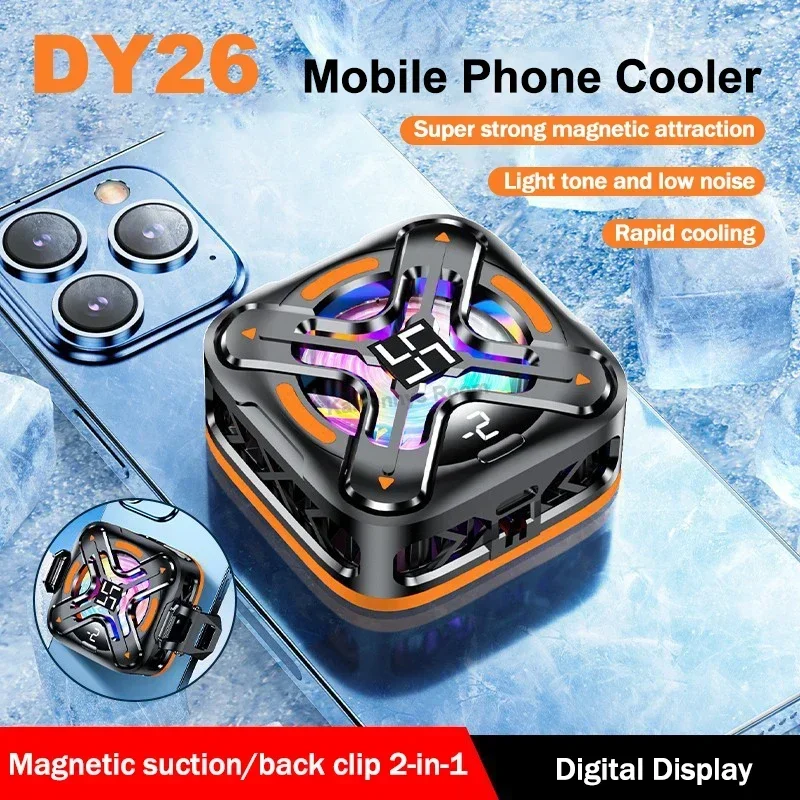 DY26 Magnetic Back Clip 2 IN 1 Mobile Phone Cooler Semiconductor Cooling Fan Radiator for IOS Android PUBG Heat Sink Universal