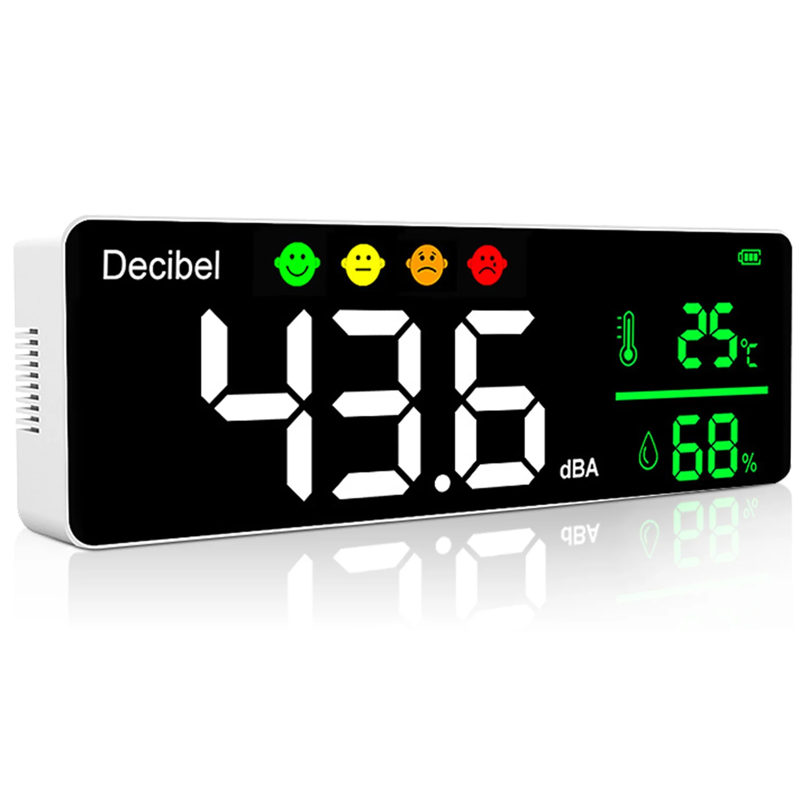 

Decibel Sound Level Meter 11 inch Large LED Display Noise Temperature Humidity Meter with Alarm Icons Indicator Multi-function