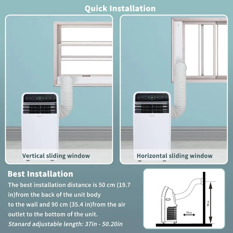 Shinco เครื่องปรับอากาศพกพา10,000 BTU เครื่องปรับอากาศแบบพกพาพร้อมโหมดเย็นเครื่องลดความชื้นและพัดลมในตัว