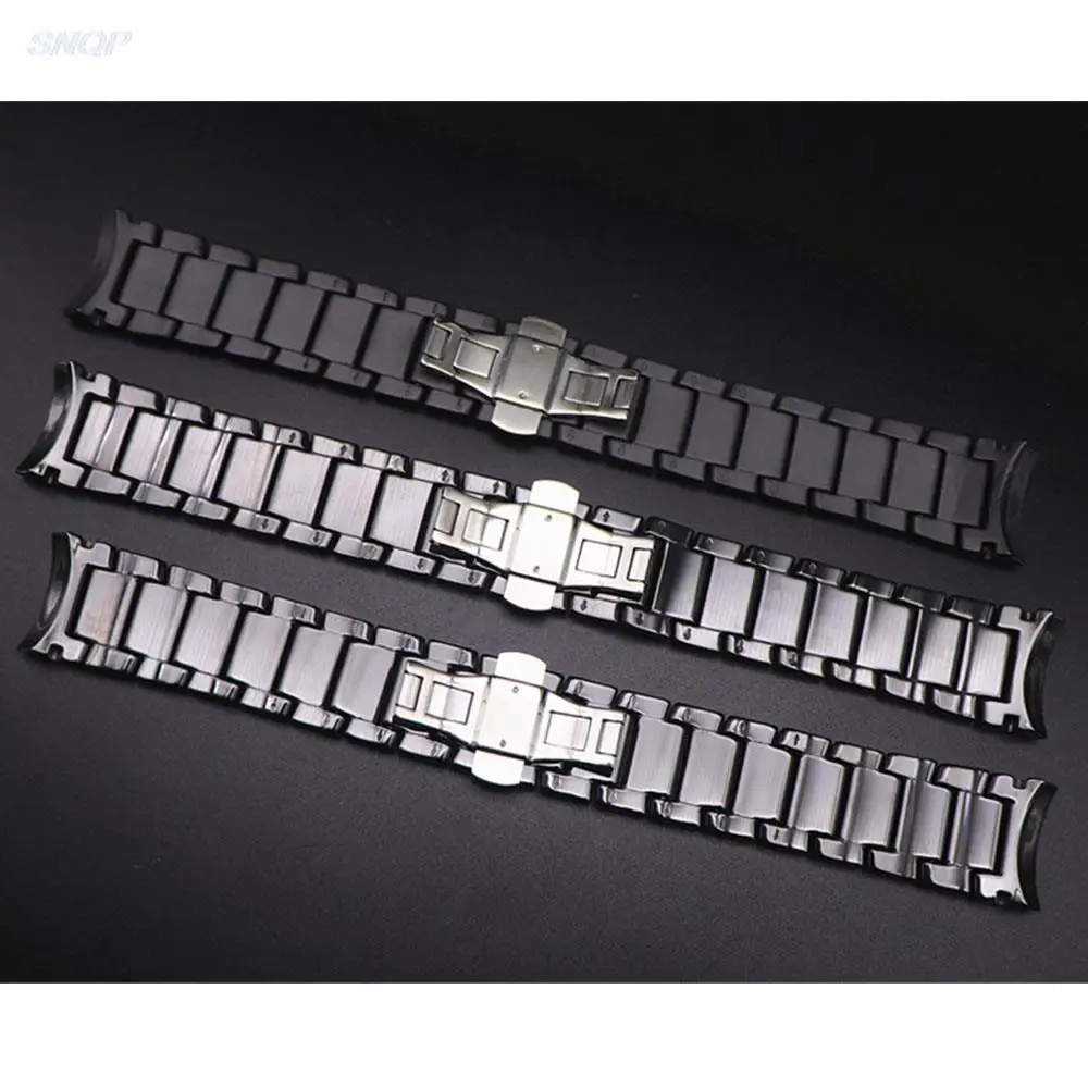 22mm 24mm Ceramic Watch Strap for Armani AR1451 AR1452 AR1400 AR1410 Band Men Matte Curved End Butterfly Buckle Wrist Bracelet