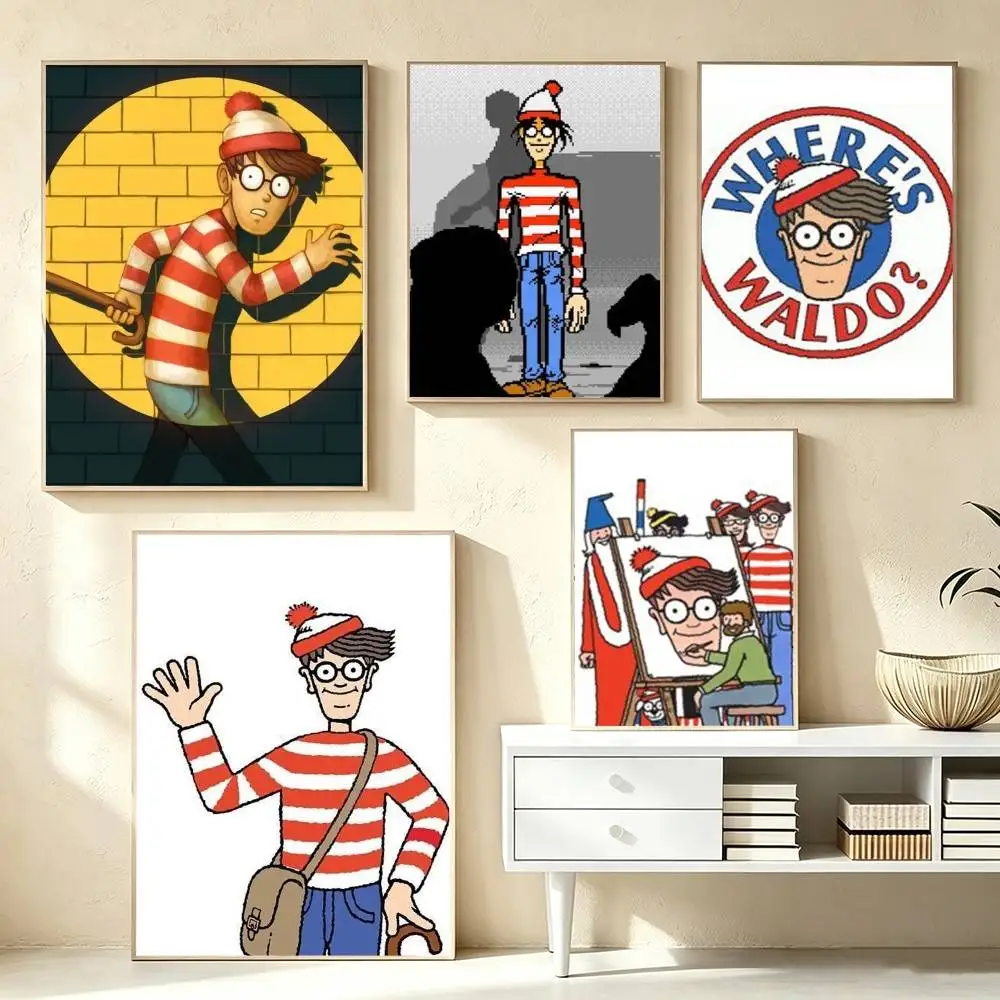 Game Wheres W-WallyS Waldo-oo  Poster High Quality Dorm Living Room Aesthetic Wall Decoration Painting Stickers Gift