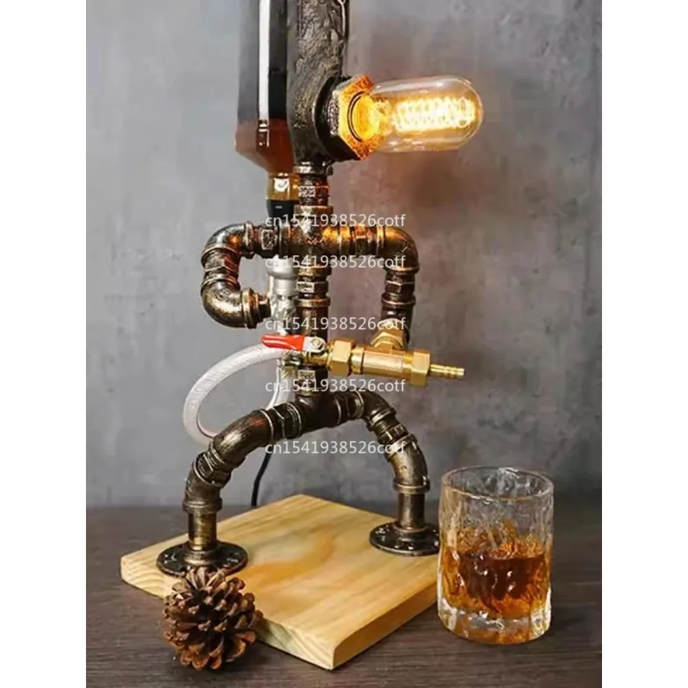 wind table lamp water pipe robot creative foreign wine rack wine dispenser restaurant cafe bar table ornament decoration