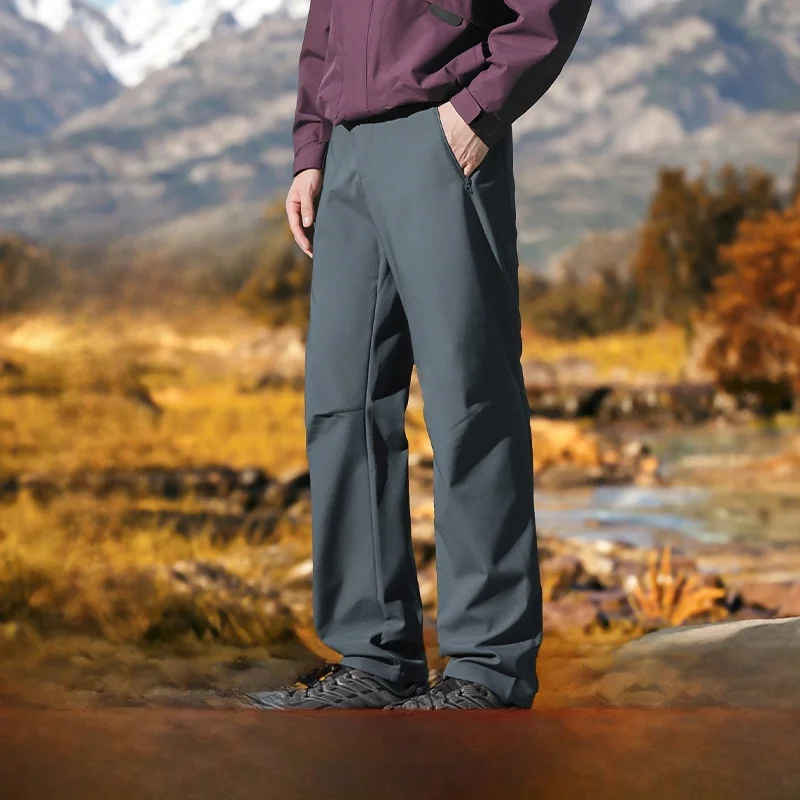 

Outdoor Men's Fce Lined 3D Tailored Breathable Warm Waterproof Casual Pants Polyester Fiber Straight Leg American Sle
