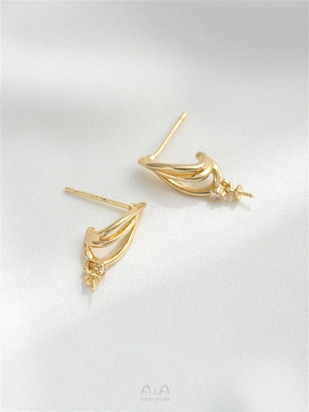 Boucles d'oreilles à tige en œil de mouton en or 14 carats, argent 925, perle collante bricolage, accessoires de boucle d'oreille faits à la main, haute qualité