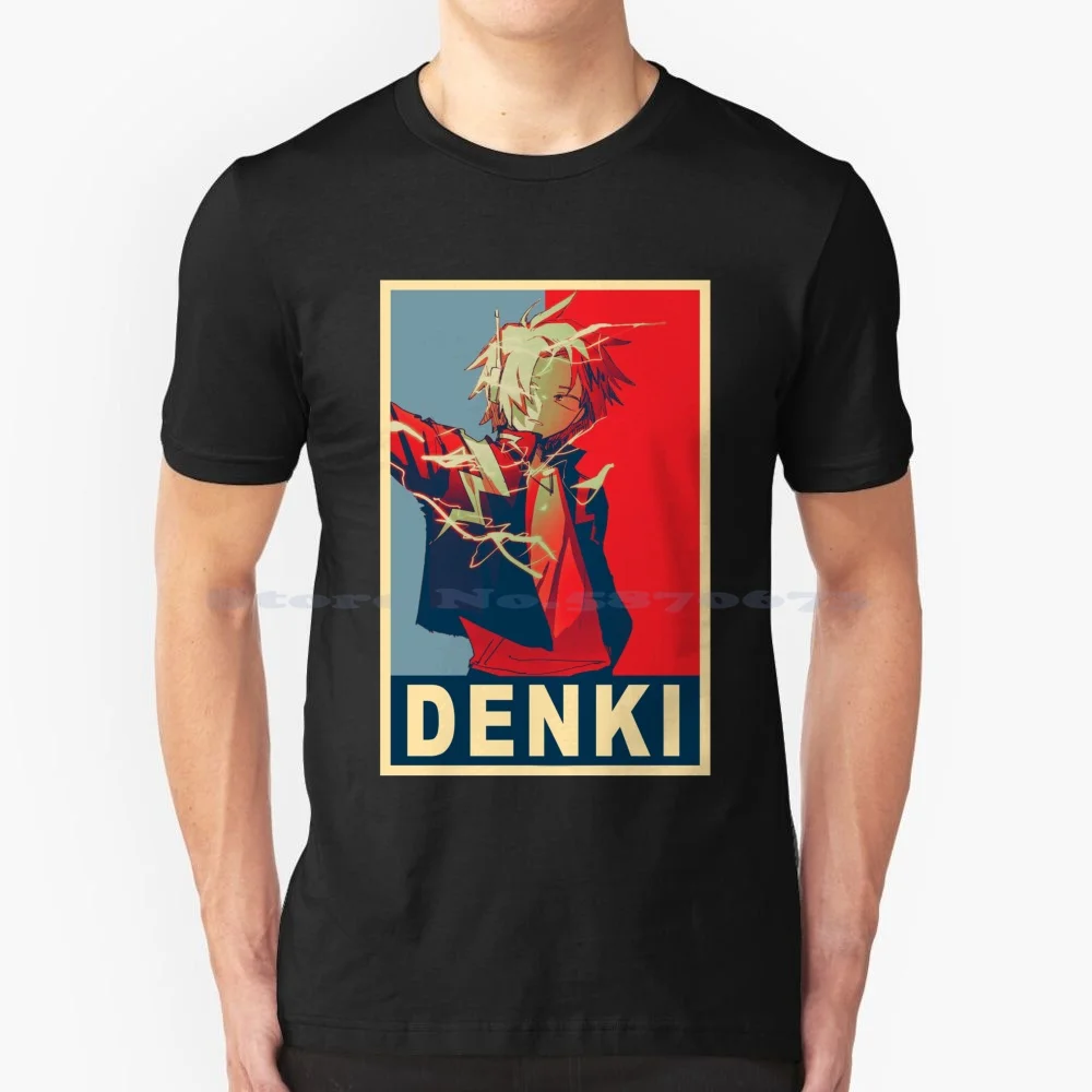 Denki Kaminari Poster T Shirt 100% Cotton Tee Kaminari Denki Denki Kaminari Anime Manga