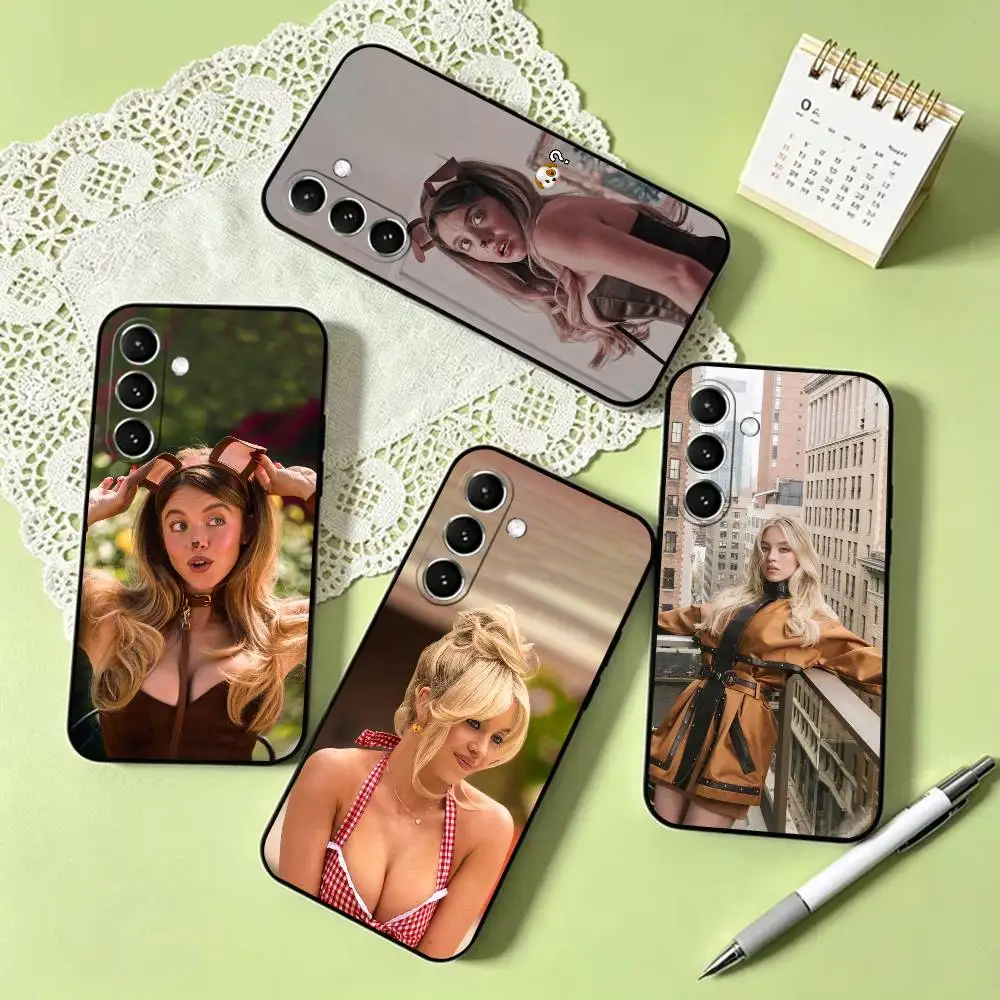 S-Syndney S-Sweeney Phone Case Black Silicone Soft For Samsung Galaxy A73,A72,A71,A70,A53,A52,A51