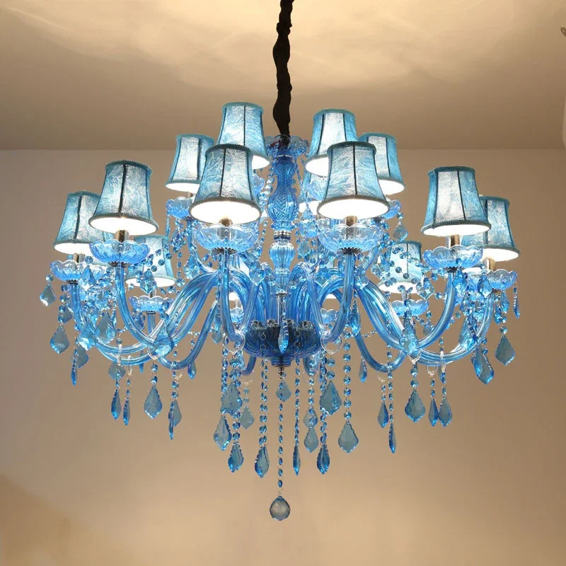 DEBBY European Crystal Pendent Lamp Blue Candle Lamp Luxury Art Living Room Restaurant BedroomVilla Hotel KTV Chandelier image 6