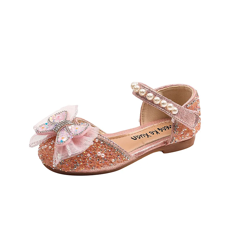 AINYFU Girls Sandals Summer Fashion Kids Baby Girls Bling Rhinestone Princess Shoes Cute Kids Sequin Leather Sandals J325