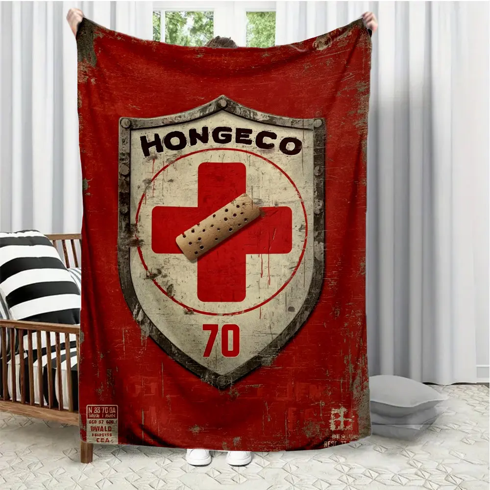 Badge Book Theme Design Flannel printed blanket suitable for all seasons suitable for living room office sofa and travel