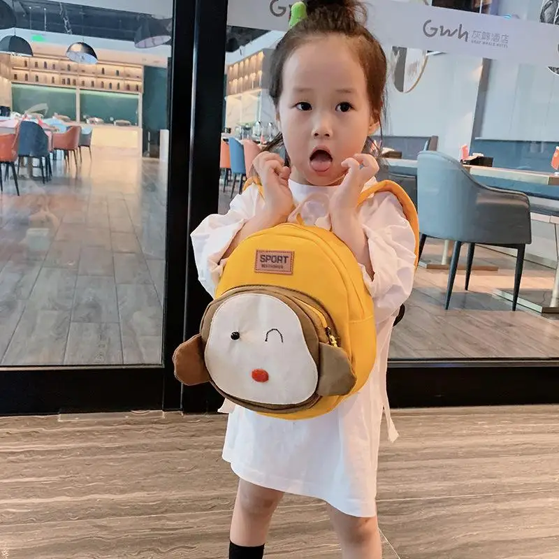 cute-canvas-children's-backpack-korean-style-kindergarten-boys-and-girls-backpack-trendy-bookbag-casual-simple-style-dog-shape