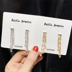 Shiny Rhinestone Long Tassel Drop Earrings for Women Fashion Rhinestone Dangle Earring Wedding Statement Party Jewelry Gifts