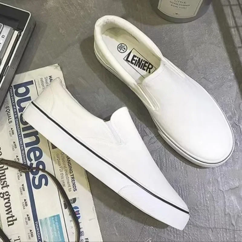 

Кроссовки мужские/женские парусиновые, универсальные холщовые туфли на плоской подошве, повседневные лоферы, однотонные, белые, весна-осень 2024