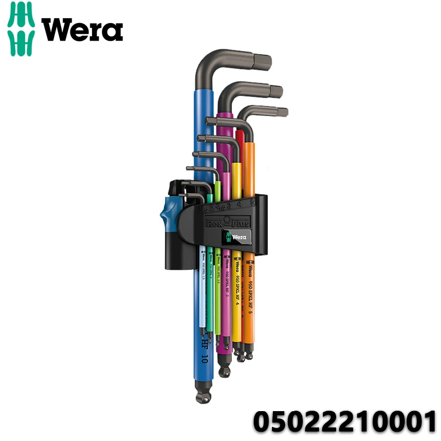 

WERA 05022210001 9 PCS L-Shaped Imperial Hexagon Wrench Set 950/9 Hex-Plus Multicolour HF 1 L-key set Hand Tools