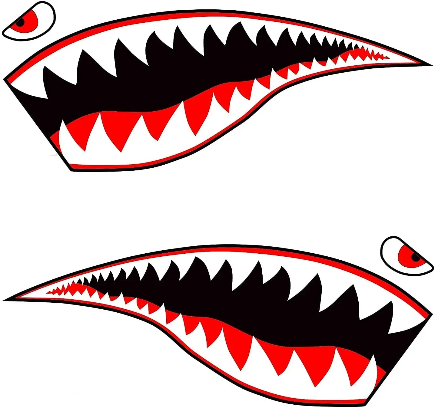 Car-Gear P-40 Warhawk Shark Tooth Universal Graphics Kit Vinyl Decal Wrap - 2 Piece Set -Shark Mouth Teeth - 5' x 2'