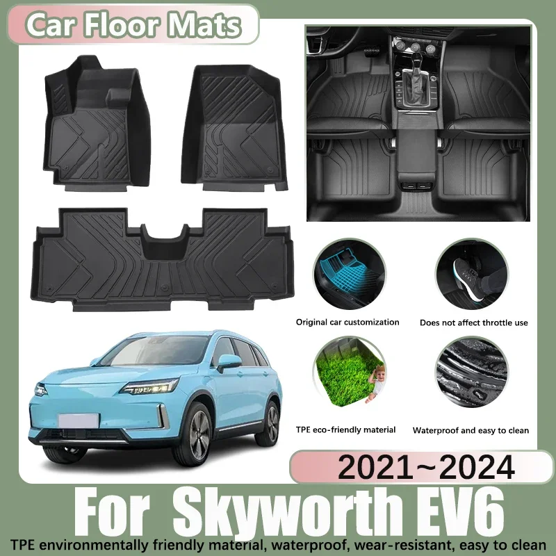 

LHD For Skyworth EV6 Skywell ET5 2021 2022 2023 2024 5seats TPE Material Auto Floor Mat Water Proof Anti-slip Mats Accessories
