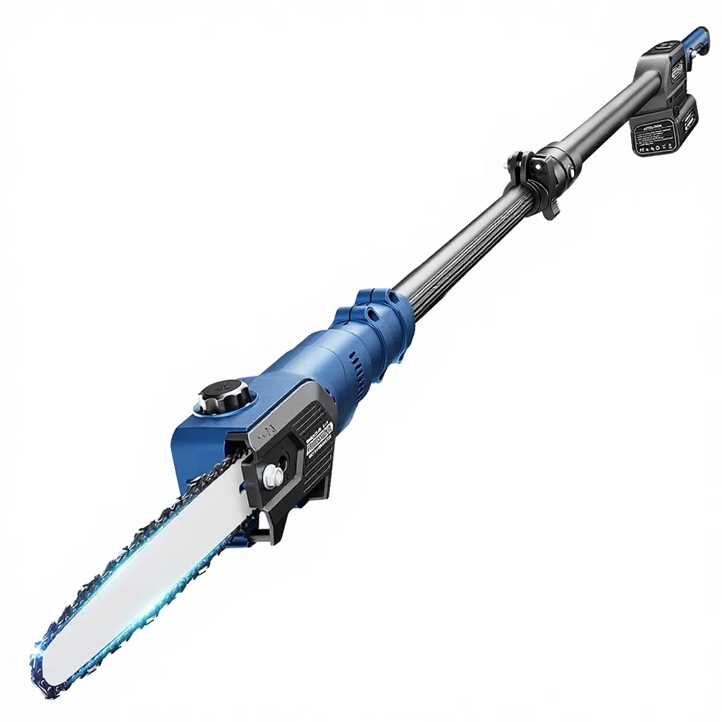21V Industrial Grade Cordless Pole Chain Saw Telescopic Electric for Tree Pruner 8-inch Powerful Branch Cutter Right-Handed