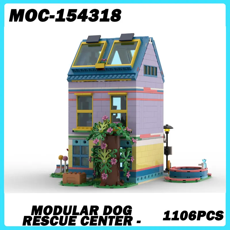 

MOC- 154318 Модульный спасательный центр собаки, режим «сделай сам», городская архитектура, строительные блоки из мелких частиц ручной работы, праздничные подарки 1106
