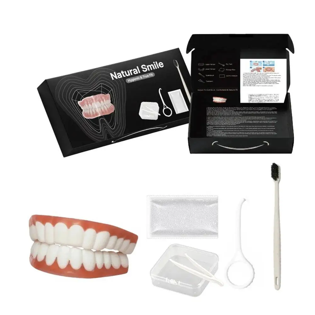 Complete Full Mouth Denture Set Upper Lower Teeth Realistic Smile Veneers Daily Wear Fake Teeth Braces Instant Smile Oral Care