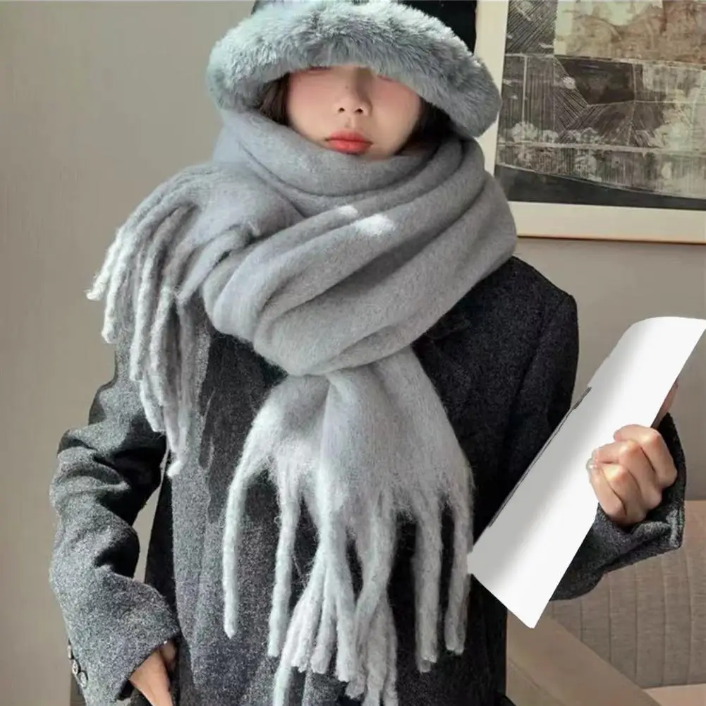 

2025 Tassel Trim Imitation Cashmere Scarf Women Versatile Scarf Vintage British Style Winter Scarf Large Soft Warm Scarves