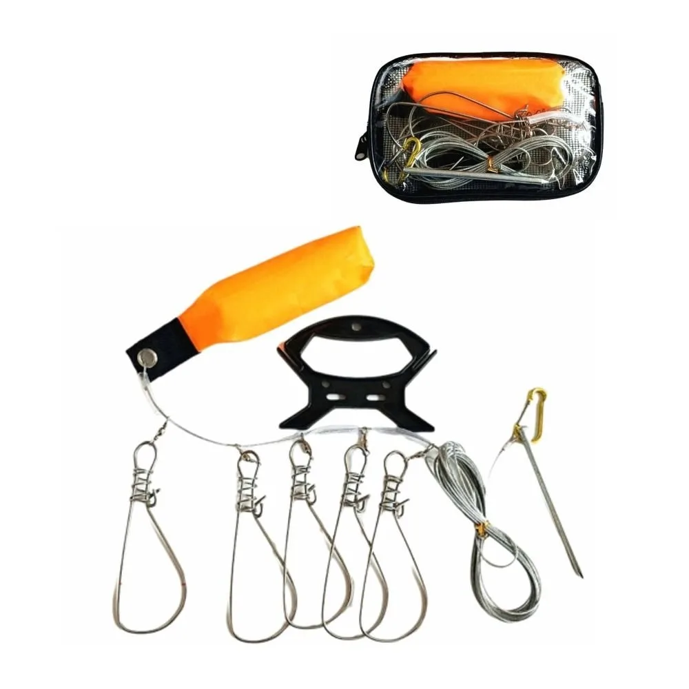 

Портативный рыболовный трос из нержавеющей стали с 5 застежками-карабинами, оранжевый, 5 м, для морской рыбалки