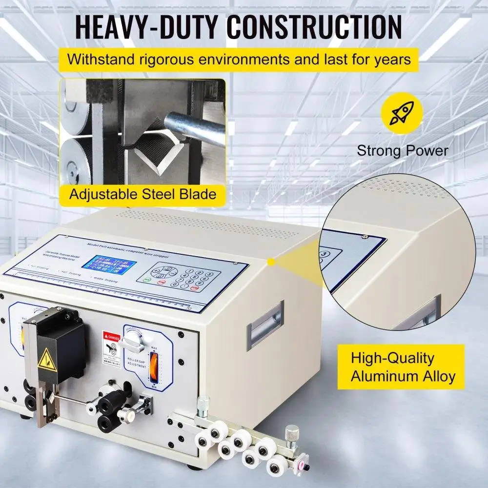 Automatic Wire Cutting Stripping Machine SWT508-SD for 0.1-4.5mm² Wires, 1-9999mm Adjustable Length, Efficient Peeling Tool