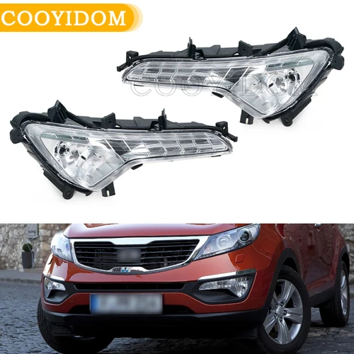 Luz de circulación diurna delantera para Kia Sportage R 2011 2012 2013, lámpara antiniebla de conducción, Faro de señal de rejilla de parachoques delantero, conjunto de lámpara antiniebla