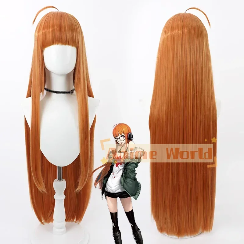 

Anime Royal Futaba Sakura Cosplay Wig 80cm Long Orange Straight Heat Resistant Synthetic Hair Halloween Role Play