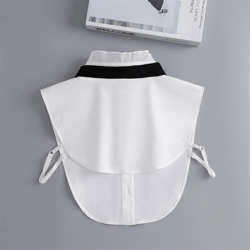 여성용 한국 스타일 셔츠 가짜 칼라 리본 타이 페이크 칼라 반셔츠 블라우스 가짜 칼라 스웨터 셔츠 탈부착 가능한 칼라