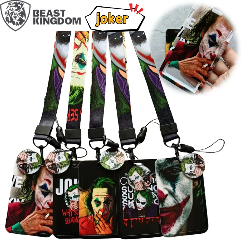 

Beast Kingdom joker card holder creative cool personality cartoon print student slide access card ID card with lanyard protector