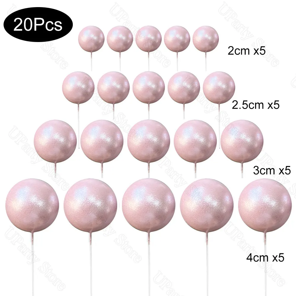 20 قطعة كرات لامعة كعكة القبعات العالية 4 حجم كرات اللؤلؤ الملونة كب كيك القبعات العالية إدراج لعيد ميلاد سعيد كعكة الزينة صالح
