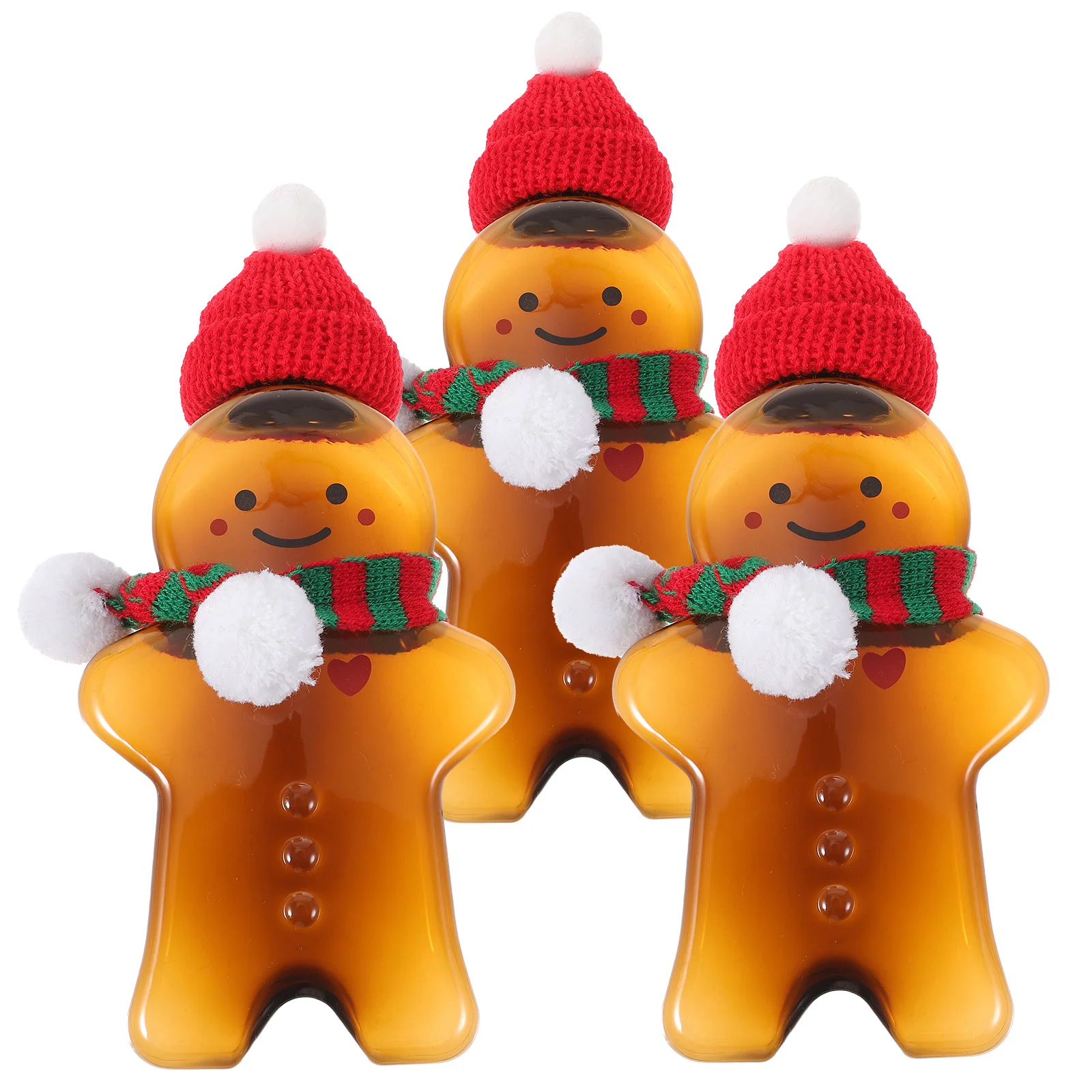 3 Sets Christmas Drink Bottle Candy Containers Juice Bottles with Lids Chocolate The Pet Gingerbread Reusable