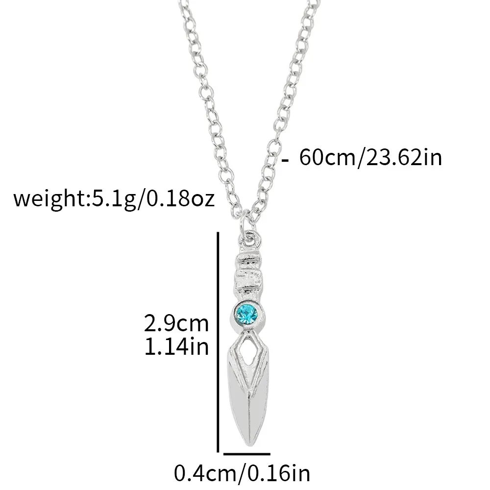 Game Valorant Necklace Jett Cosplay Unisex Blade Storm Knife Blue Crystal Pendant Choker Fashion Accessories Toy Gifts view 2