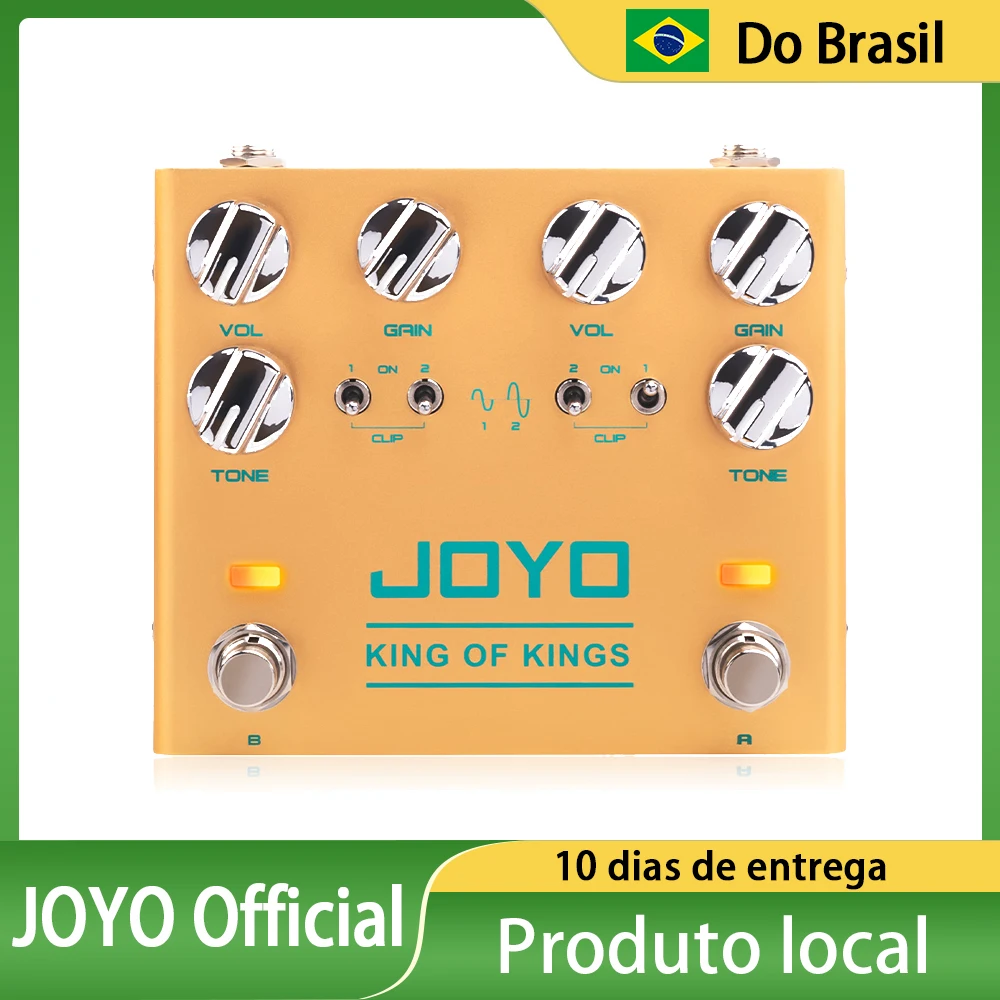Pedal de Guitarra JOYO R-20 KING OF KINGS Overdrive com Design de Canal Duplo, Botões de Volume/Ganho/Tom e 2 Chaves de Diodos de Clipping