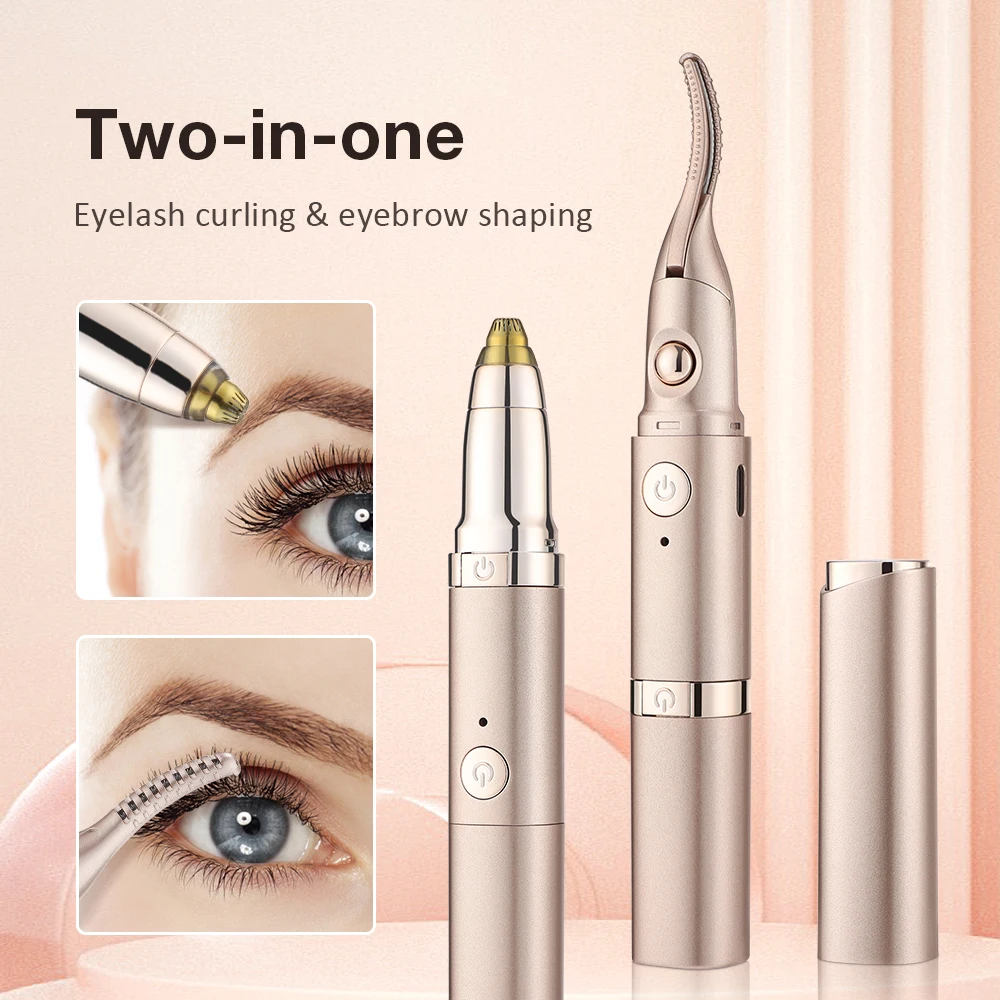 Multifunctional Electric Heated Eyelash Curler Eyebrow Trimmer Fast Heating Eyelash Curling Eyebrow Shaver Makeup Tools